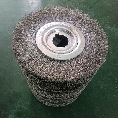 Roller Brush Cylindrical Industrial Cleaning Rust Scale Polishing Steel Wire Finishing Wheel